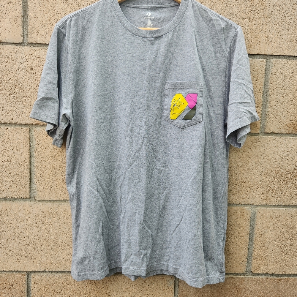 Converse All Star Chuck Taylor Men's Logo Short Sleeve T-Shirt Size L Gray
